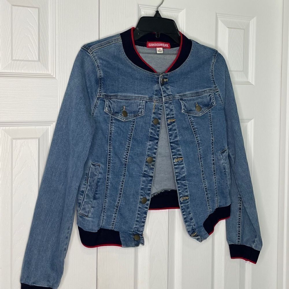 Union Bay Denim Jacket w/ Navy Blue & Red Detailing - S
